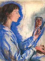 З. Е. Серебрякова. Автопортрет с зеркалом. Ок. 1910 г. 63х47,5. Б., пастель, карандаш.