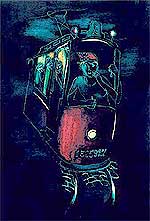 Tramway. Illustration to the novel of M.Bulgakov ' Master and Margarite '.